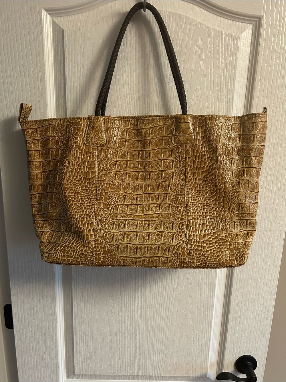 Big Buddha Croc-Embossed Tote in Mustard
